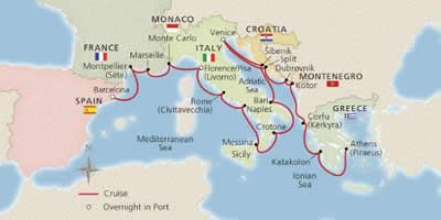 Mediterranean & Adriatic Sojourn : Barcelona to Athens (Piraeus)